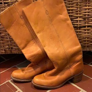 Light camel colored Frye boots. Gently used
